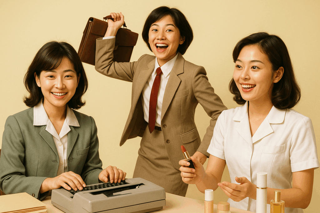 Sora生成画像、昭和後半の女性たち